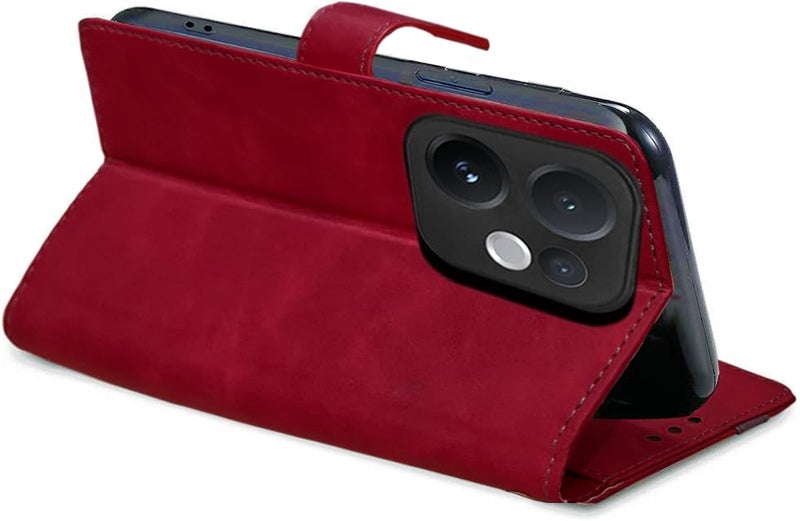Excelsior Flip Cover for Vivo V60, Vivo T4 Pro | Premium PU Leather | Full Protection (Red) - Image 3