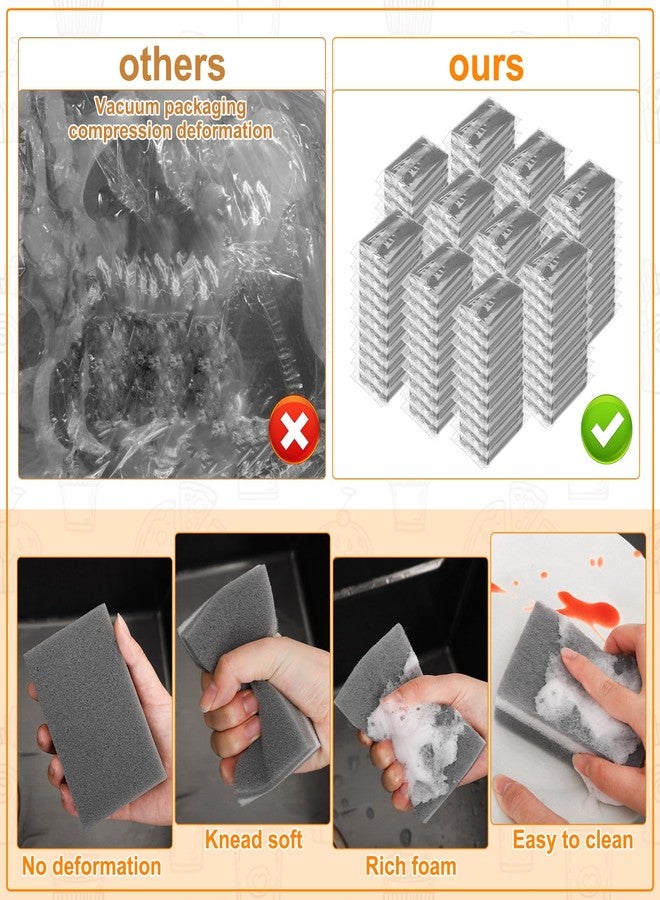 Ovveroche 90 Pack Individually Wrapped Sponges Uncompressed Kitchen Dishwashing Non Scratch Scrouing Sponge Bulk for Hotel Car Airbnb Apartments,Gray - Image 3