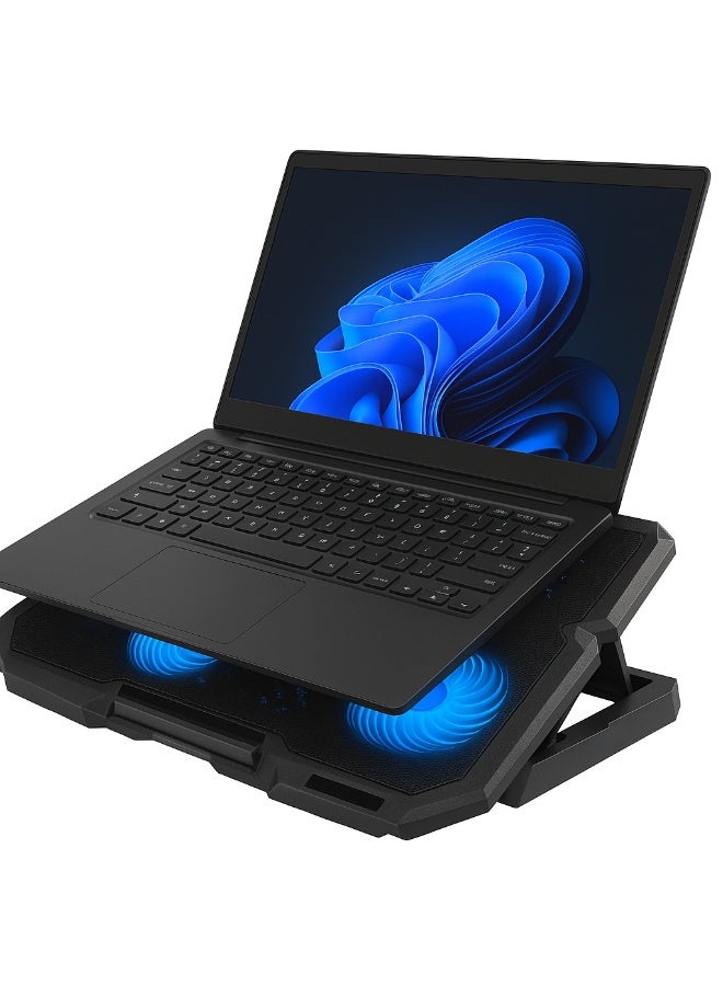 يوتوبيا قاعدة مروحة تبريد لابتوب Utopia UC-404 - بأربع مراوح هادئة مع اضاءة LED  - تصميم نحيف وخفيف -  حامل بثمانية اوضاع  -  منفذين  - USB متوافقة مع لابتوبات حتى 17 بوصة - Image 4