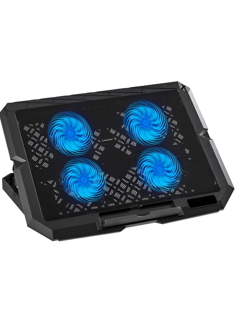 يوتوبيا قاعدة مروحة تبريد لابتوب Utopia UC-404 - بأربع مراوح هادئة مع اضاءة LED  - تصميم نحيف وخفيف -  حامل بثمانية اوضاع  -  منفذين  - USB متوافقة مع لابتوبات حتى 17 بوصة - Image 2