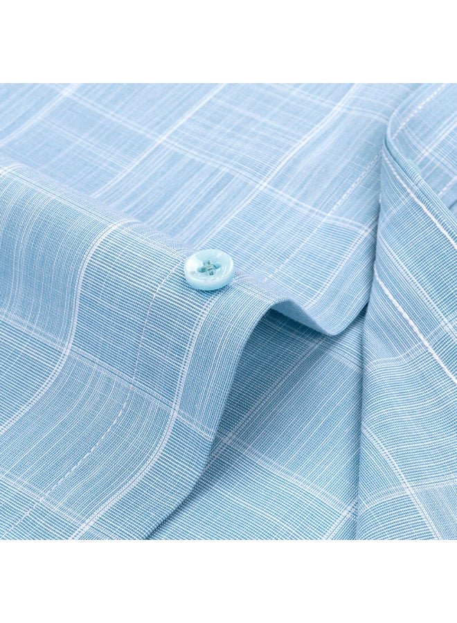 Firs Men'S Plaid Casual Shirt Middle-Aged Business Formal Wear 2004 Green Short Sleeve 40 - Image 4