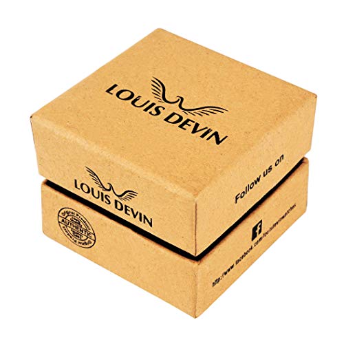 LOUIS DEVIN جلد Bk030-Blk ساعة يد تناظرية بحزام جلدي أسود للرجال - Image 5