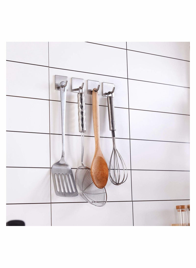 5 Pcs Self Adhesive Hooks Stick on Holder for Tea Towel Robe Coat Kitchen Bathrooms Stainless Steel Sticky Wall Waterproof and Rustproof - Image 5