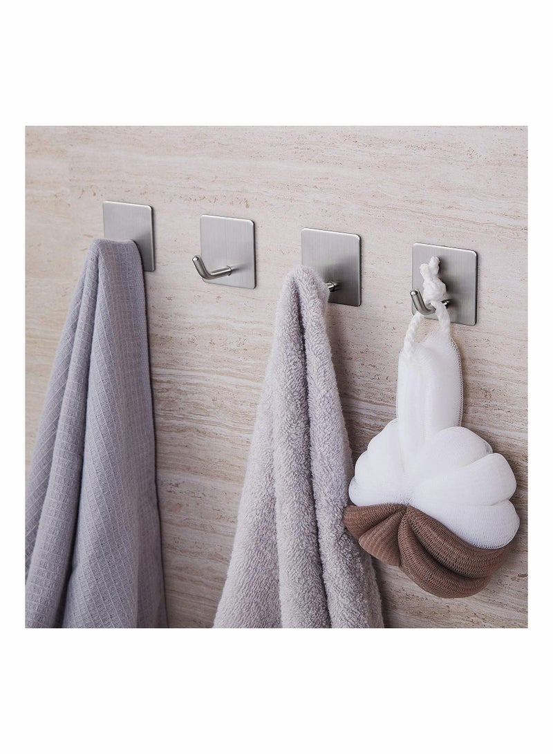 5 Pcs Self Adhesive Hooks Stick on Holder for Tea Towel Robe Coat Kitchen Bathrooms Stainless Steel Sticky Wall Waterproof and Rustproof - Image 3