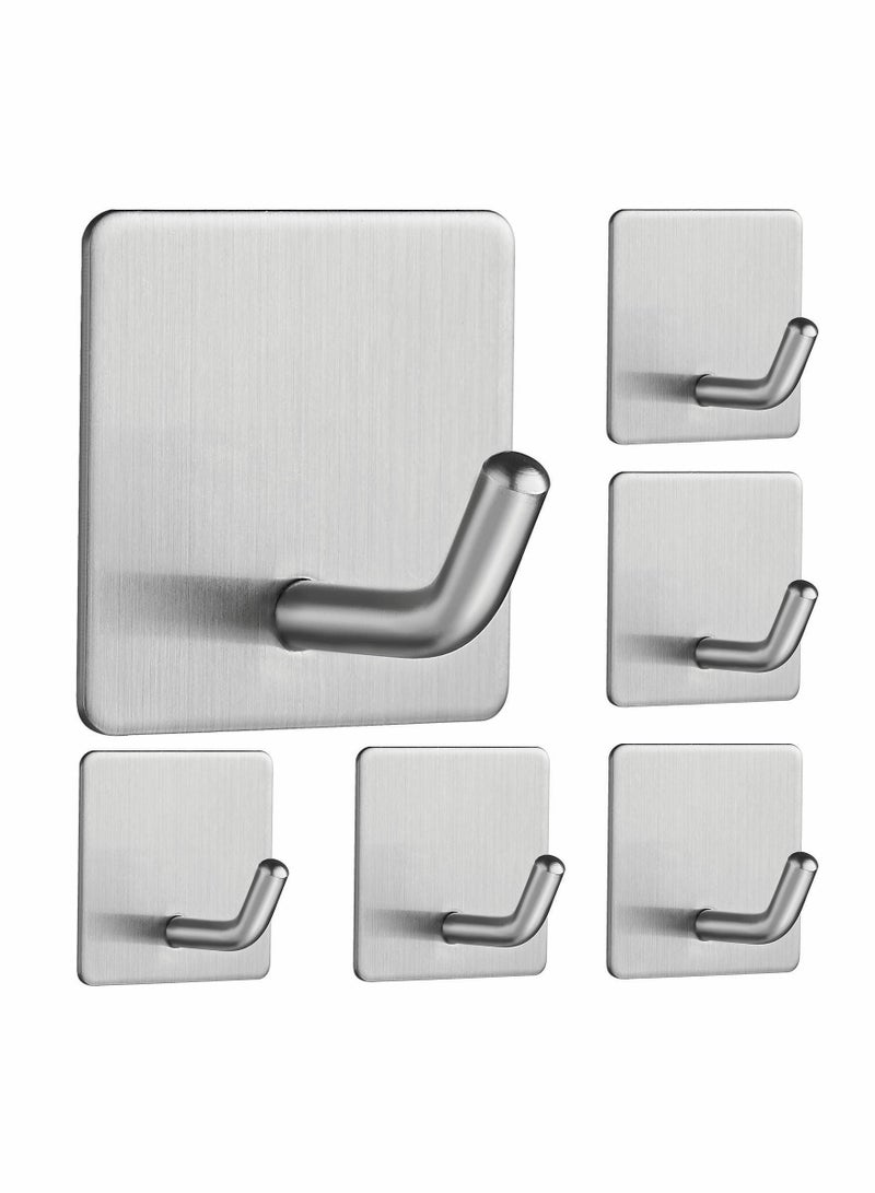 5 Pcs Self Adhesive Hooks Stick on Holder for Tea Towel Robe Coat Kitchen Bathrooms Stainless Steel Sticky Wall Waterproof and Rustproof - Image 1