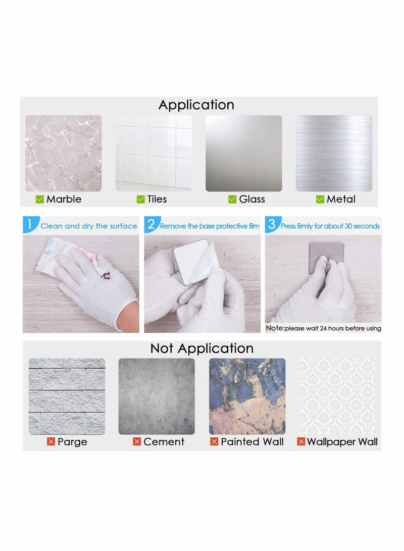 5 Pcs Self Adhesive Hooks Stick on Holder for Tea Towel Robe Coat Kitchen Bathrooms Stainless Steel Sticky Wall Waterproof and Rustproof - Image 2