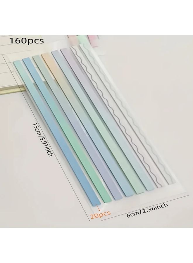 160 Pcs Wave Label Blue Clear Sticky Tabs Reusable Page Markers For Books Annotation - Image 3