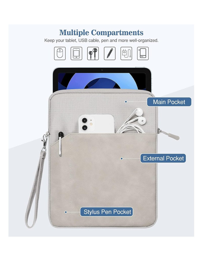 9-11 Inch Tablet Sleeve Bag Carrying Case for iPad Pro 11 2021-2018, Air 5/4 10.9, 10.2, Galaxy Tab A8 10.5, Tab S8 11", Surface Go 2, 1, Protective with Pocket, Light Gray  - Image 3