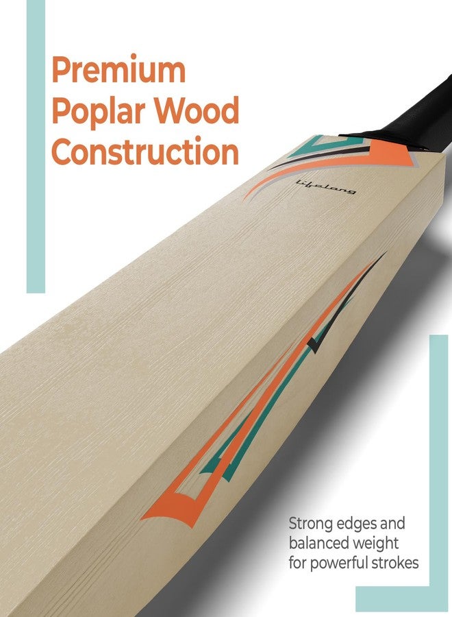 Lifelong Kids Wooden Cricket Bat | Lightweight & Easy to Swing | Durable Poplar Wood | Soft Rubber Grip for Comfort | Perfect for Boys & Girls Learning Cricket - Image 4