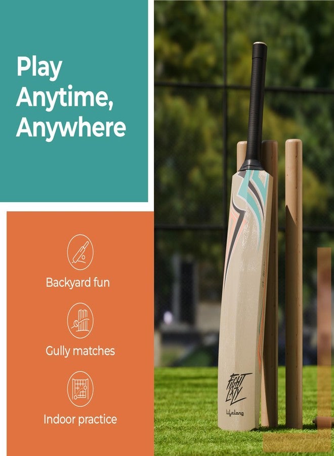Lifelong Kids Wooden Cricket Bat | Lightweight & Easy to Swing | Durable Poplar Wood | Soft Rubber Grip for Comfort | Perfect for Boys & Girls Learning Cricket - Image 2