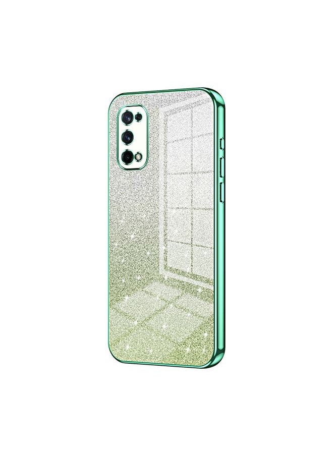 HuHa Case Cover For Realme X7 / Q2 Pro Gradient Glitter Powder Electroplated Phone Case Green 