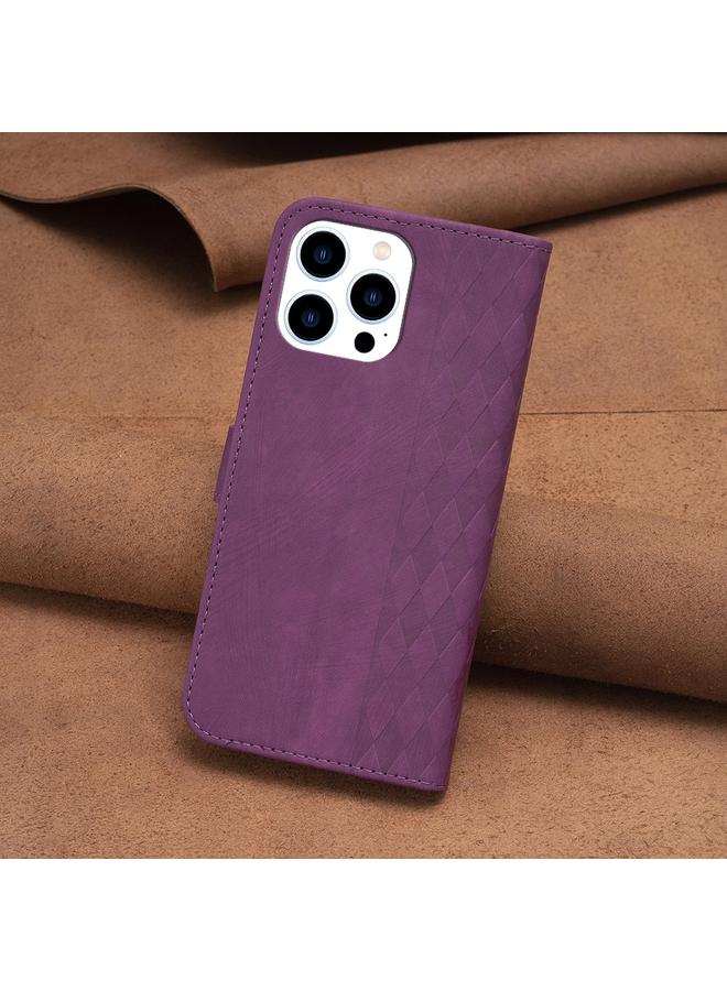 Zaboon Case For iPhone 13 Pro Max Plaid Embossed Leather Phone Case - Image 3