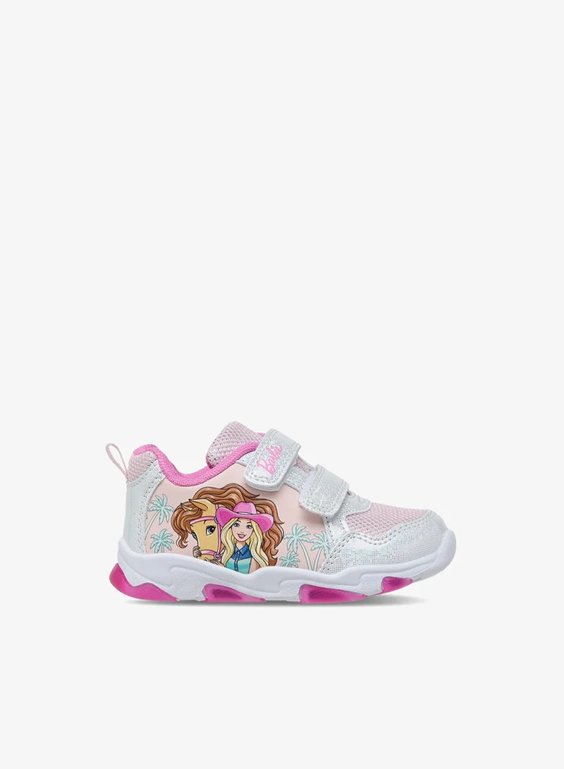 Barbie Girls Printed Light-Up Sneakers with Hook and Loop Closure