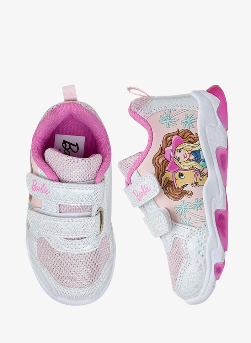 Barbie Girls Printed Light-Up Sneakers with Hook and Loop Closure - Image 3