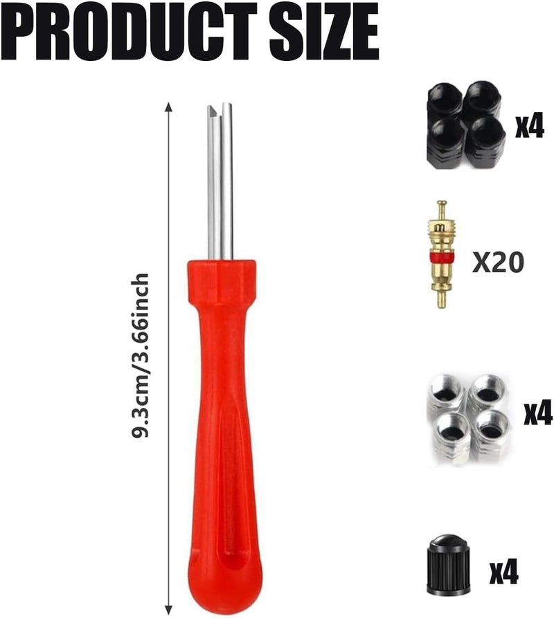 BRITECO Tyre Valve Repair Kit with Valve Core Remover Tool, Complete Tire Maintenance Set for Cars, Trucks & Motorcycles - Includes Single-Head Valve Core Remover, Valve Core Remover Driver - Image 2