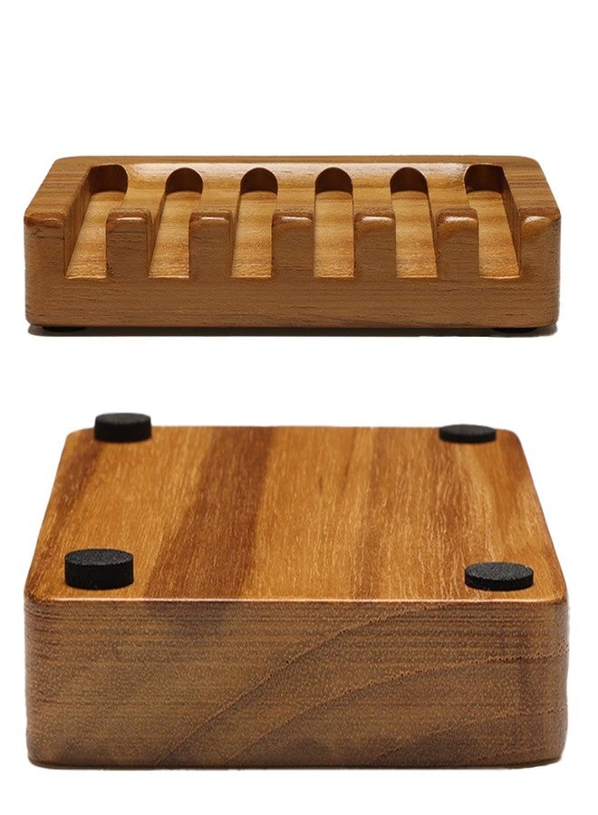 SAMEBUTECO Set of 2 Teak Wood Soap Dishes with Sloped Drain | Bar Soap Holder for Shower, Bathroom Sink, Kitchen | Natural Wooden Soap Saver Tray with Quick-Dry Grooves - Image 4