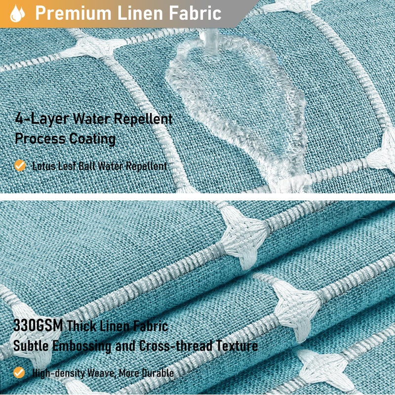 BTTN BTTN 78 Inch Long Shower Curtain  Boho Farmhouse Linen Ultra Thick Fabric Shower Curtain Set with Plastic Hooks  Tall Rustic Country Weighted Cloth Shower Curtains for Bathroom  Teal/Turquoise  72x78 - Image 3