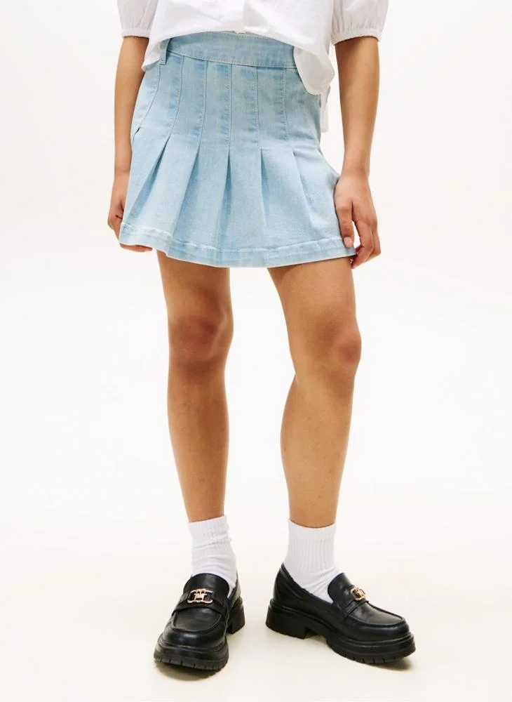 TOMMY HILFIGER Kids Denim Pleated Skirt