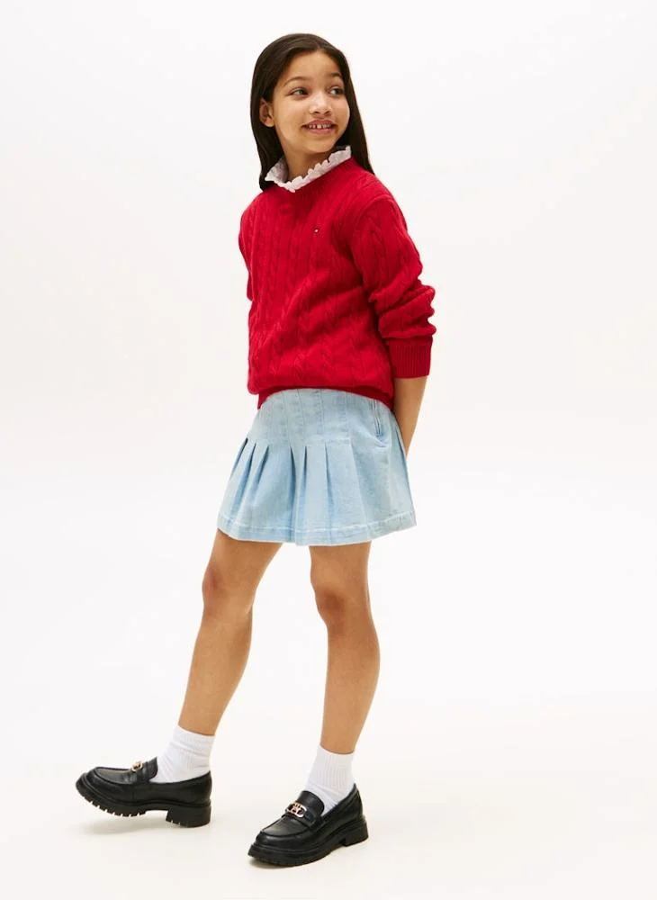 TOMMY HILFIGER Kids Denim Pleated Skirt