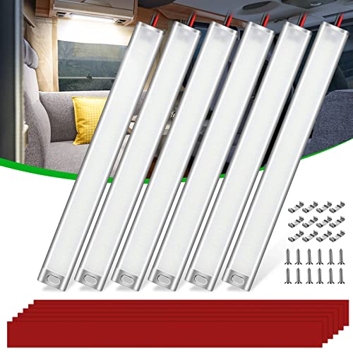CT CAPETRONIX 12v LED Interior Light Bar, 168LEDs 15.4IN 1700LM 10W, DC 12v Volt led Strip Lights with Switch, for Enclosed Cargo Trailer Car RV Van Truck Lorry Camper Boat Caravan Motorhome (6Pcs) - Image 1