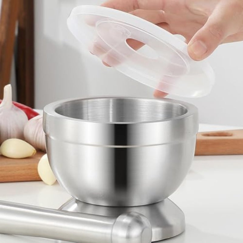 مجموعات هاون ومدقة 18/8 نحى الفولاذ المقاوم للصدأ مطحنة التوابل حبوب منع الحمل كسارة Molcajete عشب السلطانية - Image 5