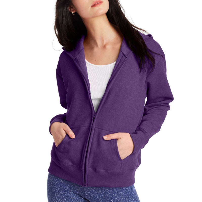 Hanes womens Ecosmart Full-zip Hoodie Hooded Sweatshirt, Violet Splendor Heather, XX-Large US - Image 5