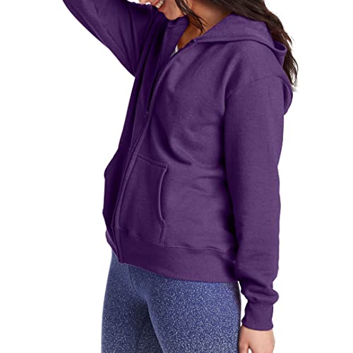 Hanes womens Ecosmart Full-zip Hoodie Hooded Sweatshirt, Violet Splendor Heather, XX-Large US - Image 3