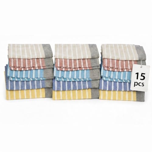 Värde® Dishcloths 15 pcs 12x16 Inches | Bulk Cotton Kitchen Cleaning Dish Cloths | Scrubbing Wash Cloth Sets | Multipurpose Cloth | 100% Cotton. - Image 1
