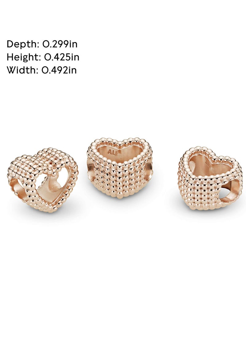 PANDORA - PANDORA Jewelry Beaded Open Heart Rose Charm 787516 - Image 1