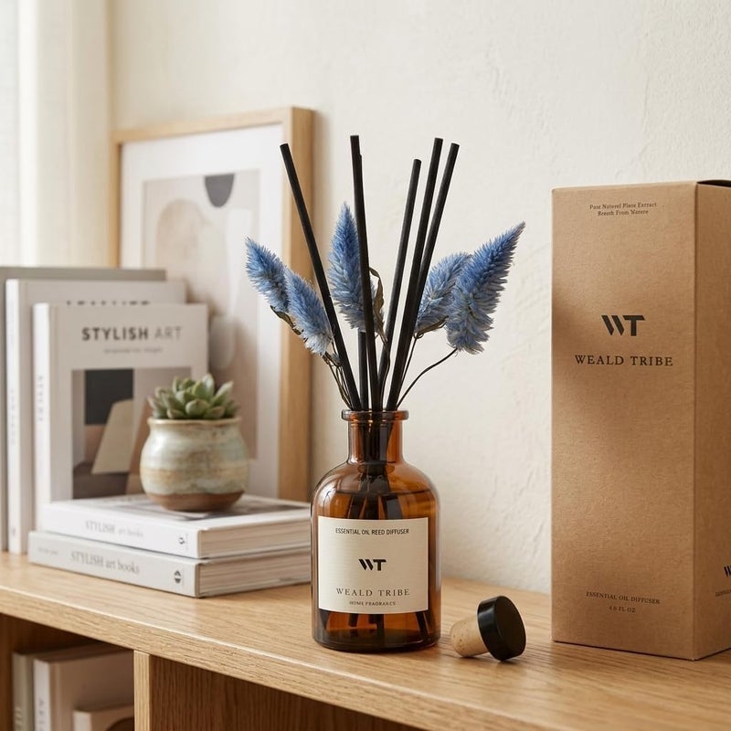 WEALD TRIBE Reed Diffuser Set for Bathroom Air Fresheners, Oil Diffuser Sticks | Sage & Sea Salt Scent 4.0 fl oz Home Fragrance with Sticks Defusers | House Bedroom Office Shelf Decor - Image 3