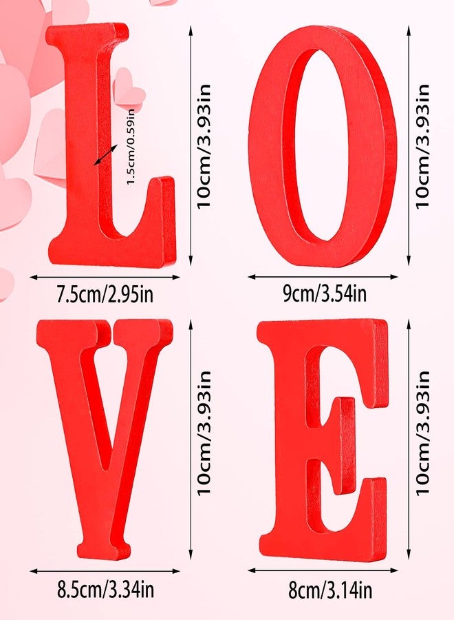 MixTeach Star-Power Valentine's Day Wood Love Signs,Red Freestanding Love Letter Table Centerpiece,Table Top Decoration for Valentine's Day Table Top Decoration (Red) - Image 2