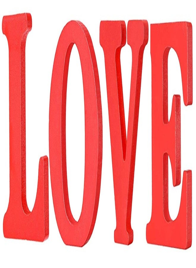 MixTeach Star-Power Valentine's Day Wood Love Signs,Red Freestanding Love Letter Table Centerpiece,Table Top Decoration for Valentine's Day Table Top Decoration (Red) - Image 1