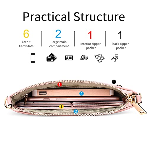 SENDEFN Leather Wristlet Clutch Small Women Crossbody Shoulder Bag Wallet Purses RIFD Card Slots - Image 2