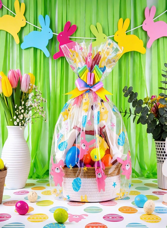 FloraSea 10pcs Easter Bags 24x30 Inch Cellophane Easter Basket Bags Clear Plastic Easter Bags for Large Baskets Gift Wrapping - Image 5