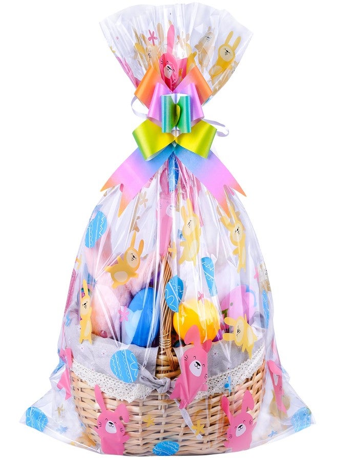 FloraSea 10pcs Easter Bags 24x30 Inch Cellophane Easter Basket Bags Clear Plastic Easter Bags for Large Baskets Gift Wrapping - Image 1