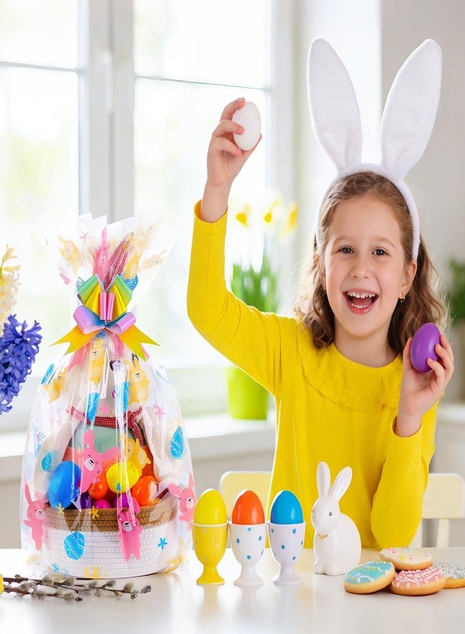 FloraSea 10pcs Easter Bags 24x30 Inch Cellophane Easter Basket Bags Clear Plastic Easter Bags for Large Baskets Gift Wrapping - Image 2