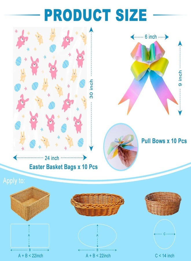FloraSea 10pcs Easter Bags 24x30 Inch Cellophane Easter Basket Bags Clear Plastic Easter Bags for Large Baskets Gift Wrapping - Image 3