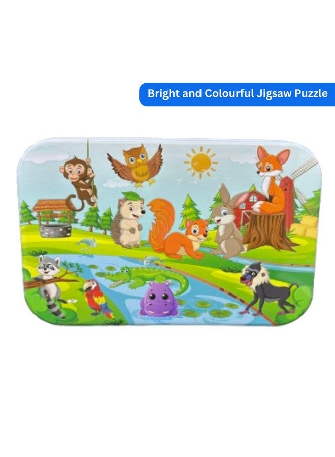 أحجية سفر خشبية ملونة | لعبة ألغاز ممتعة ومناظر طبيعية، 60 قطعة، للأطفال من سن 4 سنوات فما فوق | ألعاب تعليمية للأطفال الصغار، ومرحلة ما قبل المدرسة، وأطفال مونتيسوري (حيوانات) - Image 2