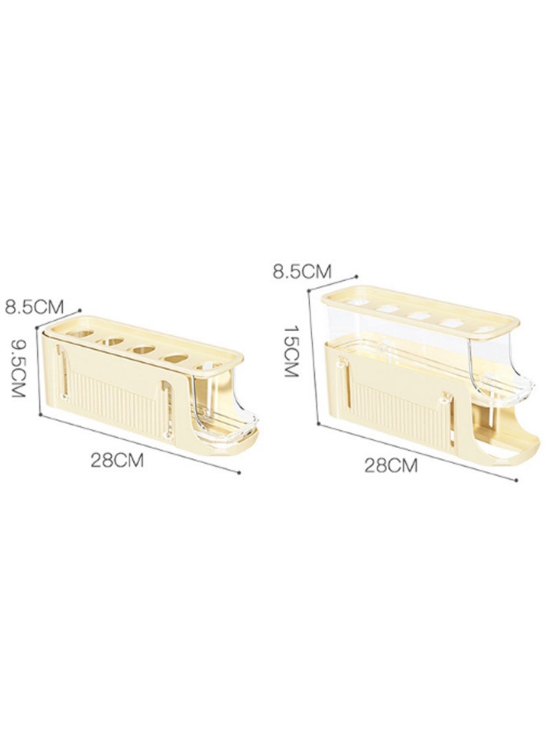 Cream Yellow Rolling Egg Box, Egg Storage Box Storage Container, Suitable For Refrigerator Door, Save Space  - Image 2