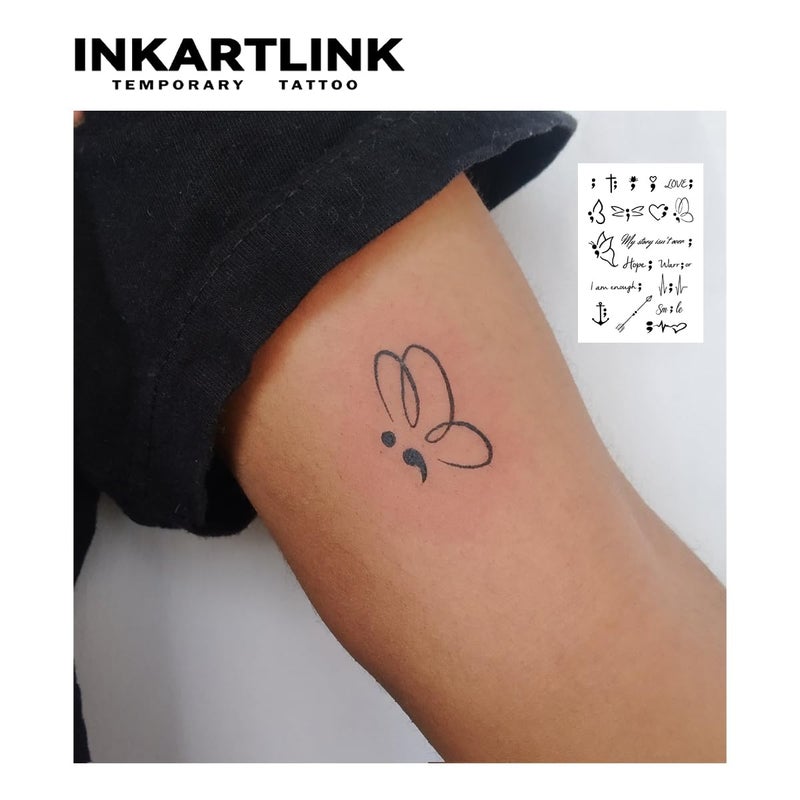 INKARTLINK Tattoo Tech, 2 Sheets Medium Semi Permanent Tattoo, Adult Art Design Temporary Tattoos, Lasts 1-2 Weeks, Waterproof, Realistic Look, No Adhesive, No Reflection (Butterfly and Dream) - Image 2