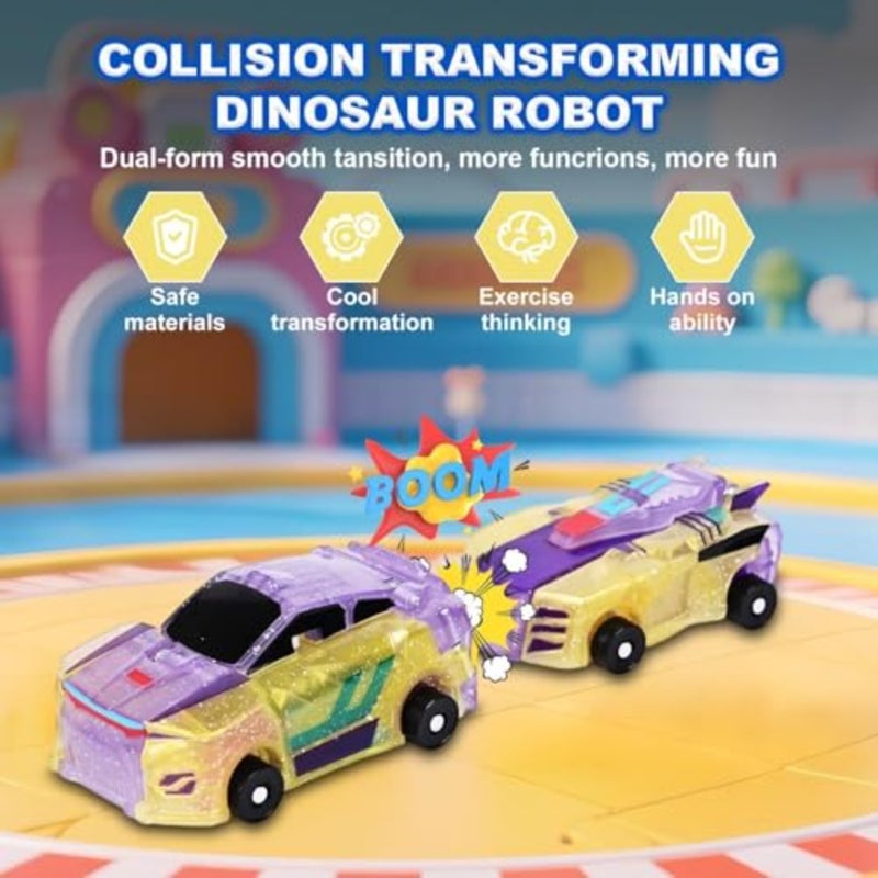 لعبة التنين المجنح الفضي المتحول المغناطيسي من robocrash لسيارات لعبة المحولات مع أضواء متوهجة في الظلام، اتصال مغناطيسي، سيارة روبوت متحولة للغاية - Image 2