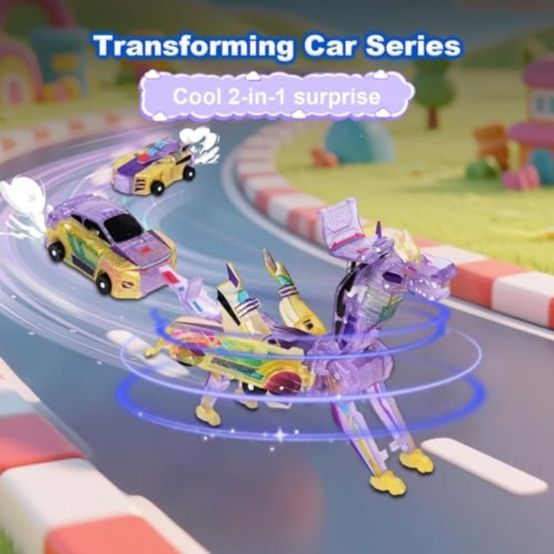 لعبة التنين المجنح الفضي المتحول المغناطيسي من robocrash لسيارات لعبة المحولات مع أضواء متوهجة في الظلام، اتصال مغناطيسي، سيارة روبوت متحولة للغاية - Image 5