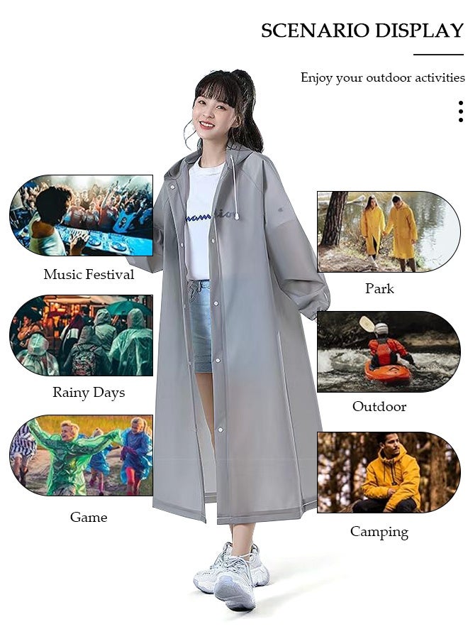DUNISO معطف واق من المطر للرجال والنساء معاطف المطر EVA المحمولة قابلة لإعادة الاستخدام مع غطاء محرك السيارة والأكمام لركوب الدراجات والسفر والصيد والمشي لمسافات طويلة والتخييم - Image 3