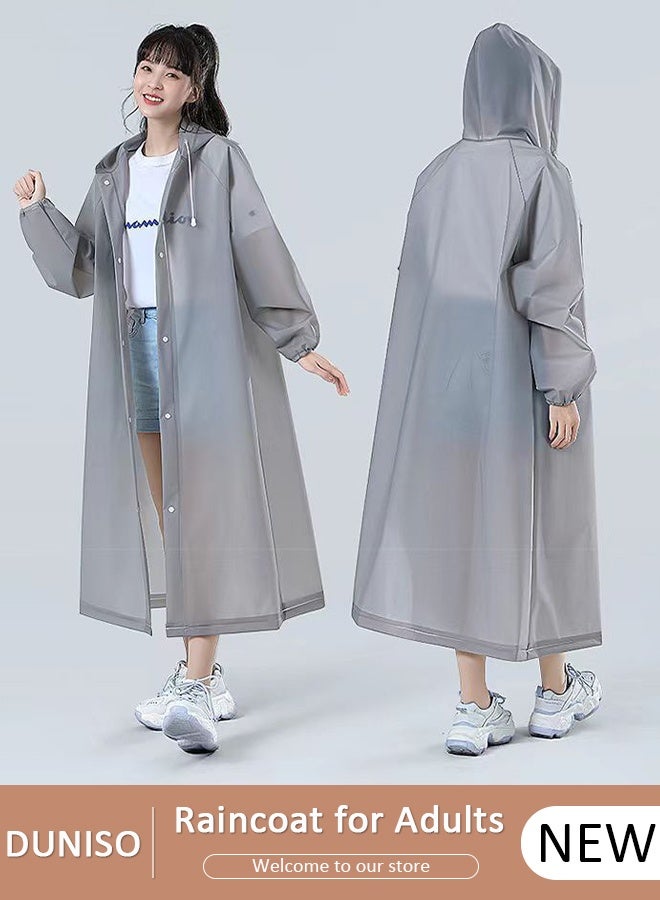 DUNISO معطف واق من المطر للرجال والنساء معاطف المطر EVA المحمولة قابلة لإعادة الاستخدام مع غطاء محرك السيارة والأكمام لركوب الدراجات والسفر والصيد والمشي لمسافات طويلة والتخييم - Image 1