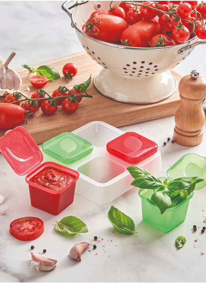 Snips - 4 Pieces Frozen Sauce & Herb Small Single-Portion Containers  100 ml | food storage container Set |BPA Free | Made in Itlay - Image 1