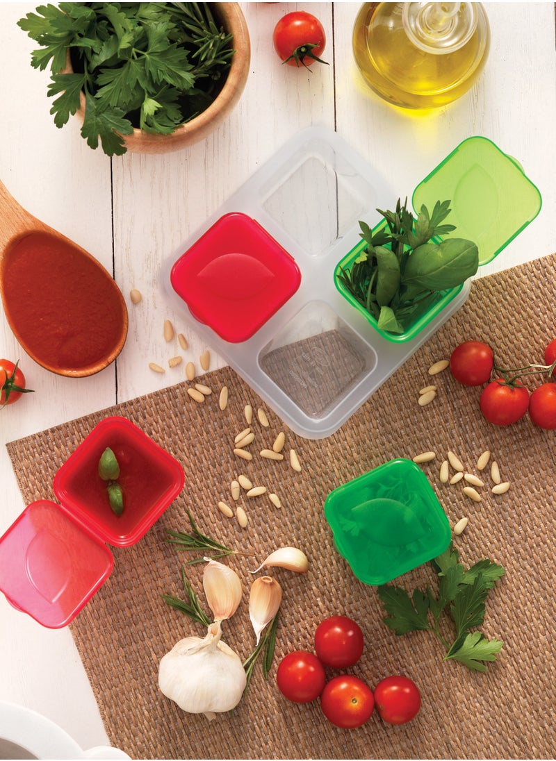 Snips - 4 Pieces Frozen Sauce & Herb Small Single-Portion Containers  100 ml | food storage container Set |BPA Free | Made in Itlay - Image 1
