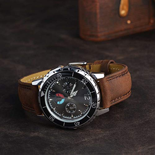 BISONSTRAP Watch Strap 20mm, Vintage Leather Replacement Watch Band, Brown - Image 2