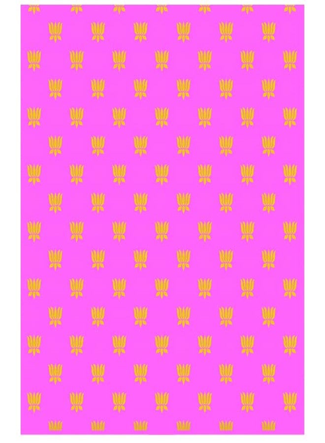 SATVIK STORE SATVIK 8x4ft. Pink Fabric Backdrop for Pooja Pujan Decoration Lotus Floral Print Indian Traditional Festive Puja Cloth Mehndi Haldi Flower Curtain Wedding Anniversary Bridal Baby Shower Wall Banner - Image 1