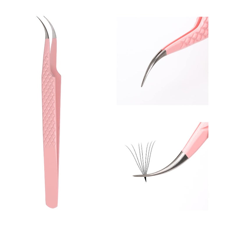 Eyelash Extension Tweezers FADLASH Volume Lash Tweezers Precision Curved Tip Lash Extension Tweezers Isolation  Volume Techniques Professional Application Tools