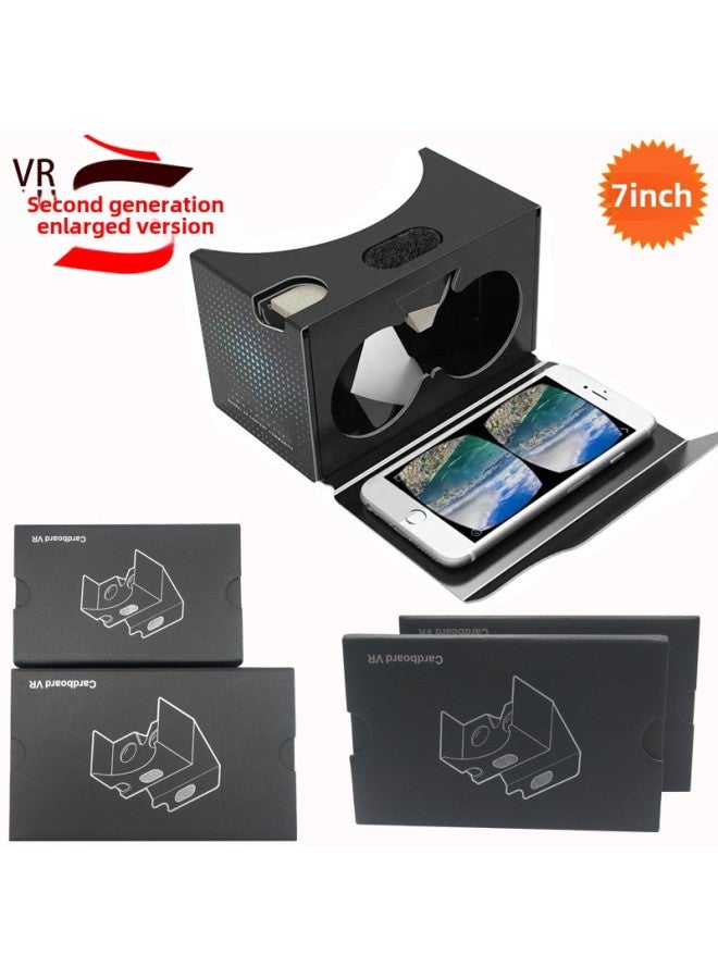 VR Box Carton 3d Glasses Google Carton 2 Generation Google Box Virtual Reality Glasses 7 Inch Enlarged Version-Color:Classic Black Cardboard Second-generation Upgrade 7-inch Enlarged Version  - Image 2